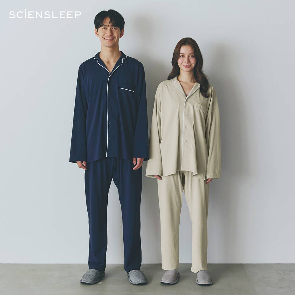 【SCiENSLEEP】シャツパジャマ 長袖 上下セット(男女兼用)(送料無料)